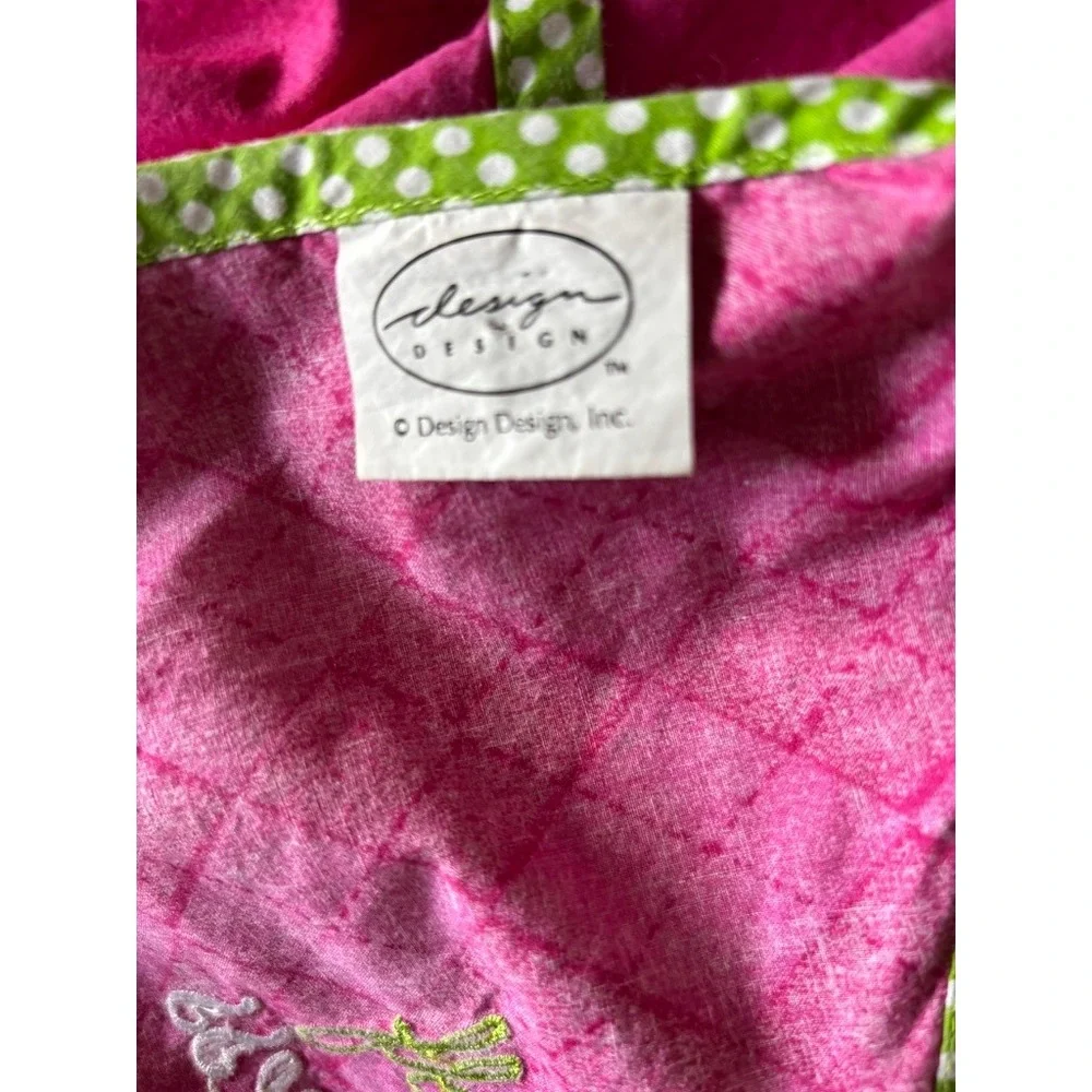 Design Golf Princess Pink Argyle Cotton Apron Green Polka Dot Ruffle Embroidered